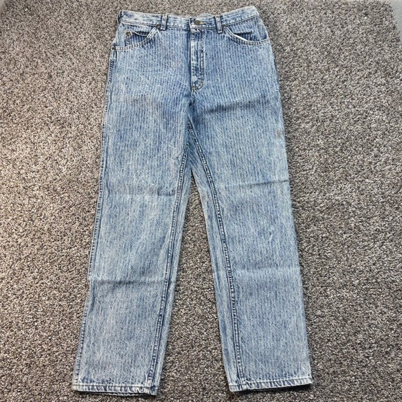 Vintage Lee Men's 31x29 USA Made Striped High Rise Straight Leg Jeans - Picture 8 of 10